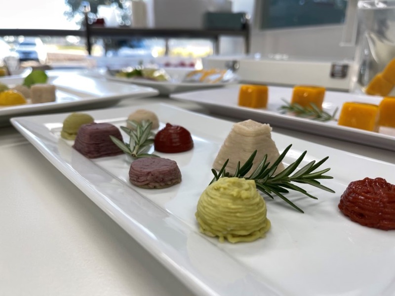 3D printed foods on a plate