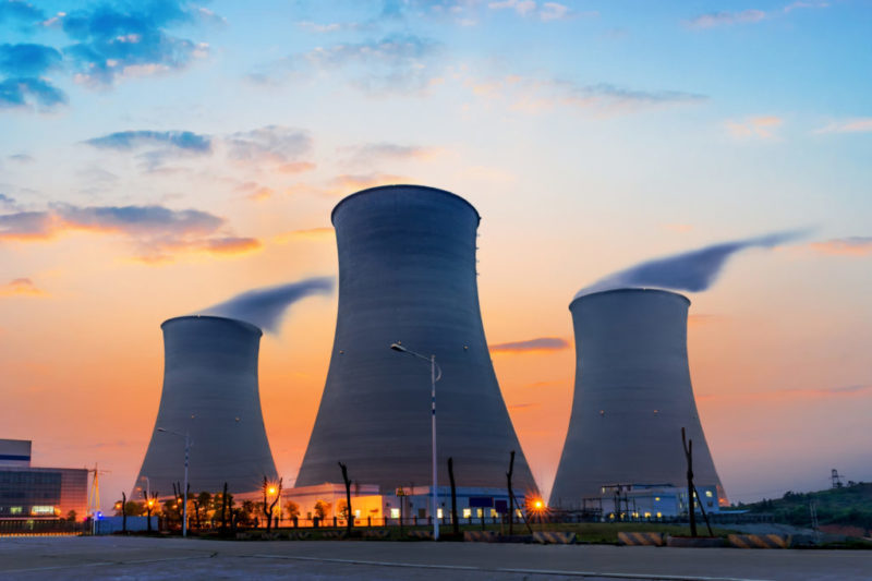 Tops of cooling towers of atomic power plant. Image by Shutterstock.