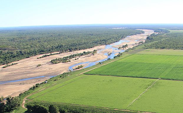 Farmland and river