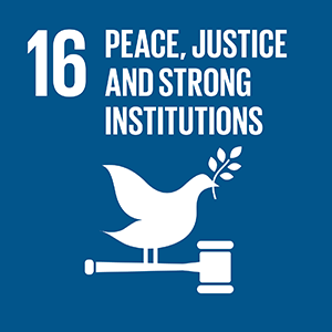 United Nations Sustainable Development Goal 16: Peace, Justice and Strong Institutions logo