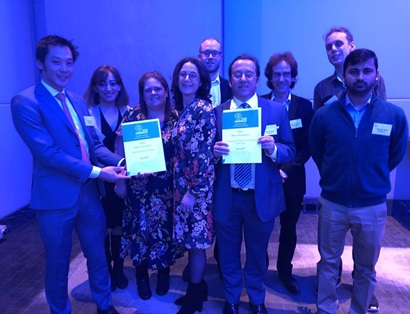 Accurait team holding winning award at 2019 Australian Information industry Association iAwards ceremony