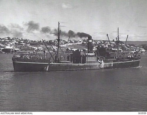 Black and white photo of the SS Macumba before it sunk