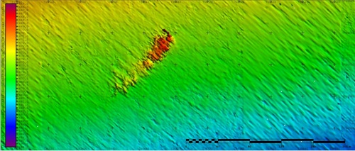 Bathymetric map showing Iron Crown on sea floor.