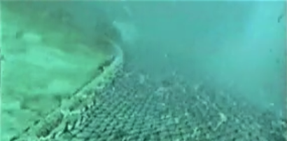 Trawl net on the sea floor